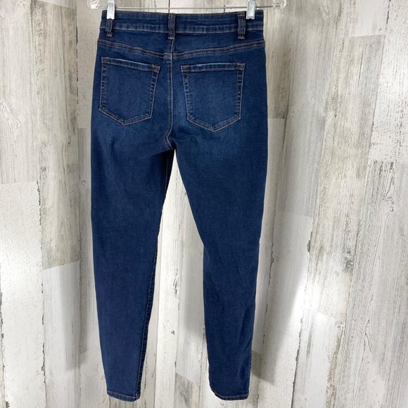 ENJEAN Women's Junior Dark Wash Distressed Skinny Leg‎ Denim Blue Jeans Sz 7 - Picture 3 of 10